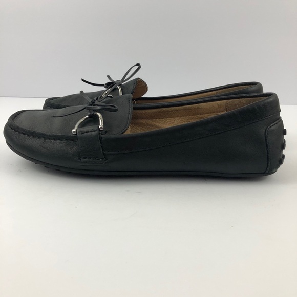 Lauren Ralph Lauren Loafers Women 7.5 Black Leather Briley Slip on Moccasin - Picture 3 of 13